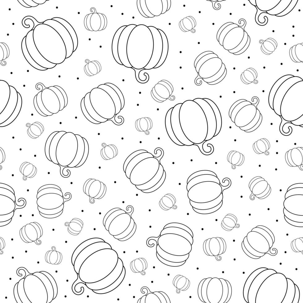 Black and white pumpkin seamless pattern. Halloween background vector