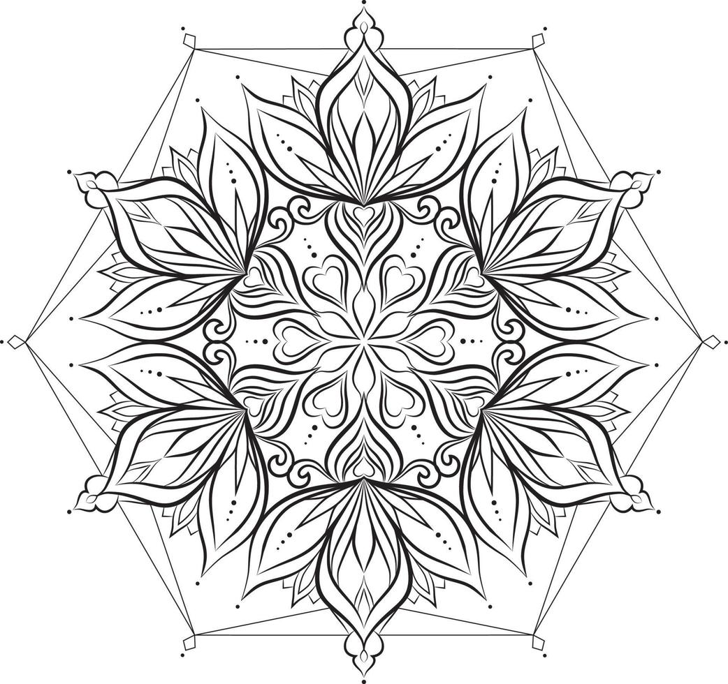 Mandala pattern black and white. Coloring book vector