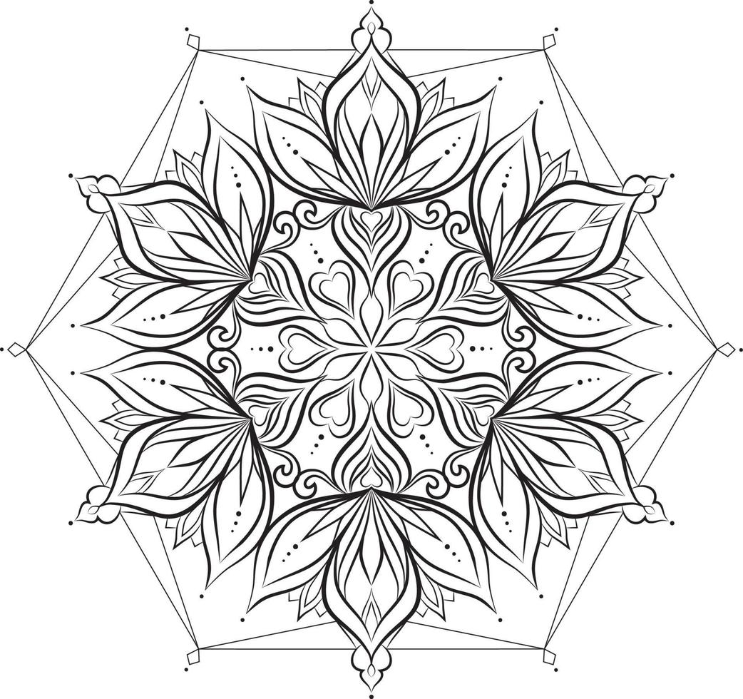 patrón de mandala en blanco y negro. libro de colorear vector