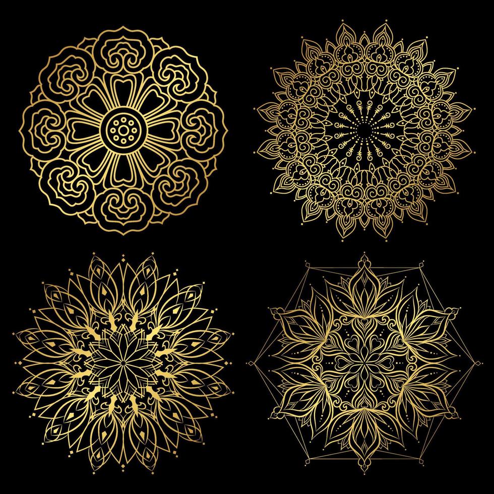 Vector design element. Gold mandalas set.