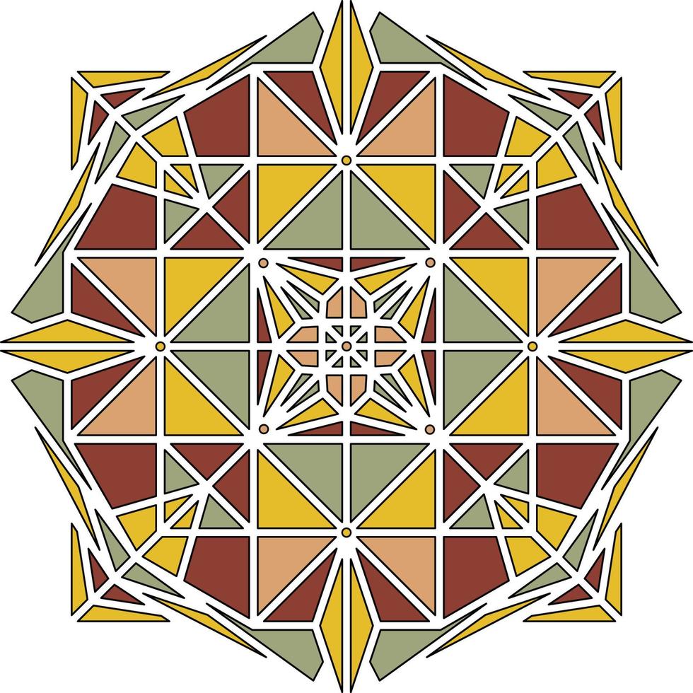 outline color geometric mandala element vector