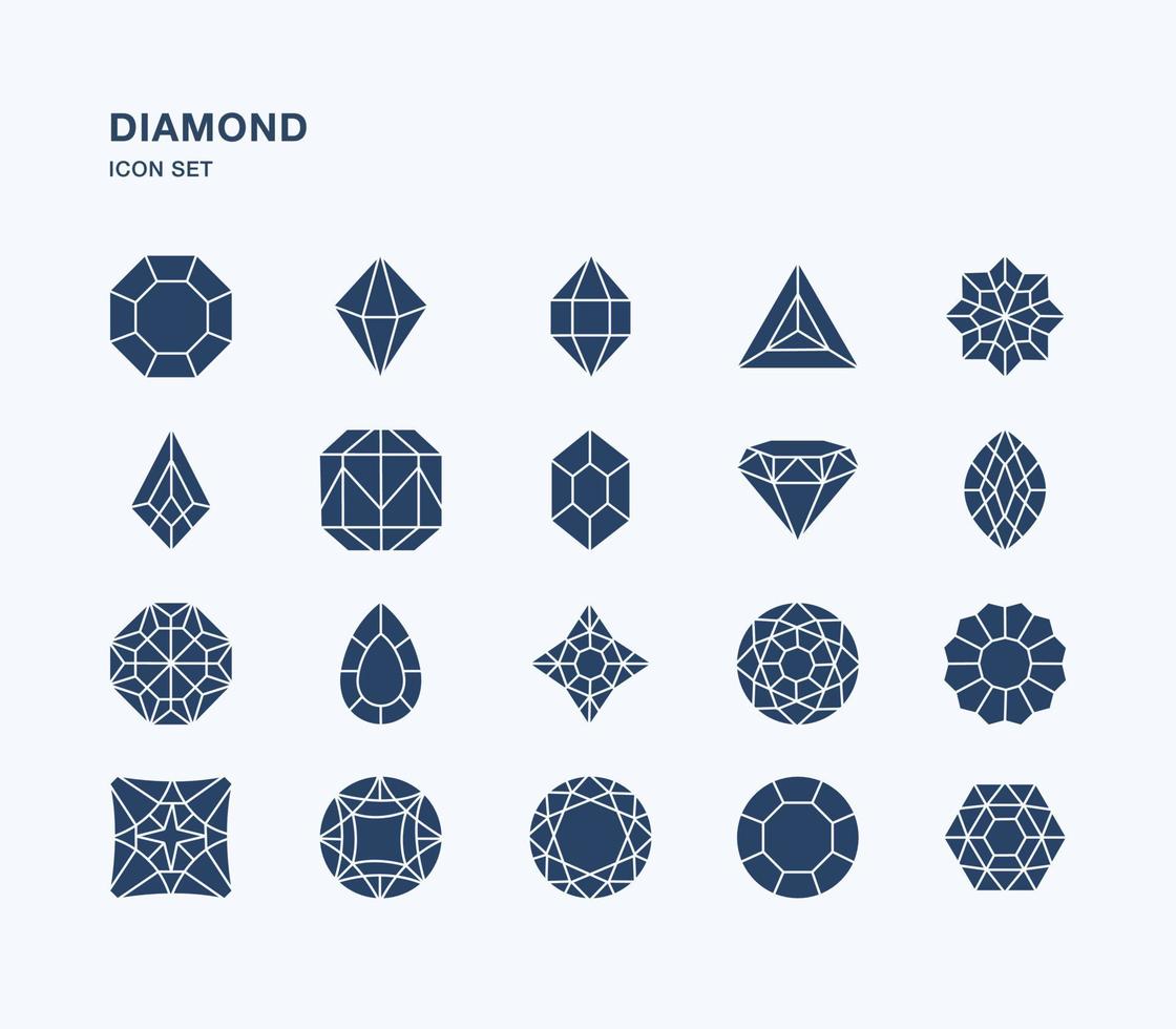Diamonds and gems icon set vector