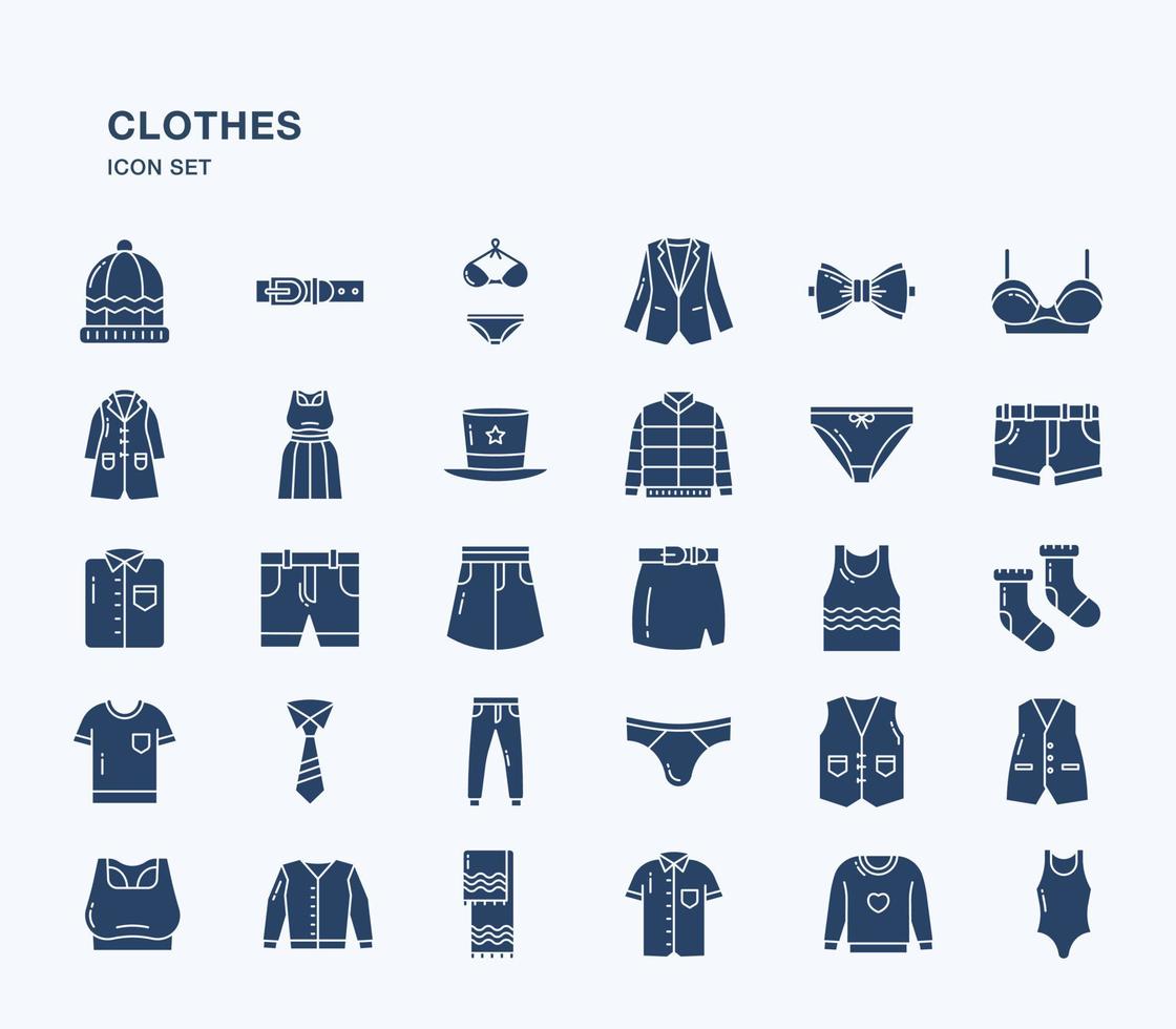 conjunto de iconos de ropa y vestido vector