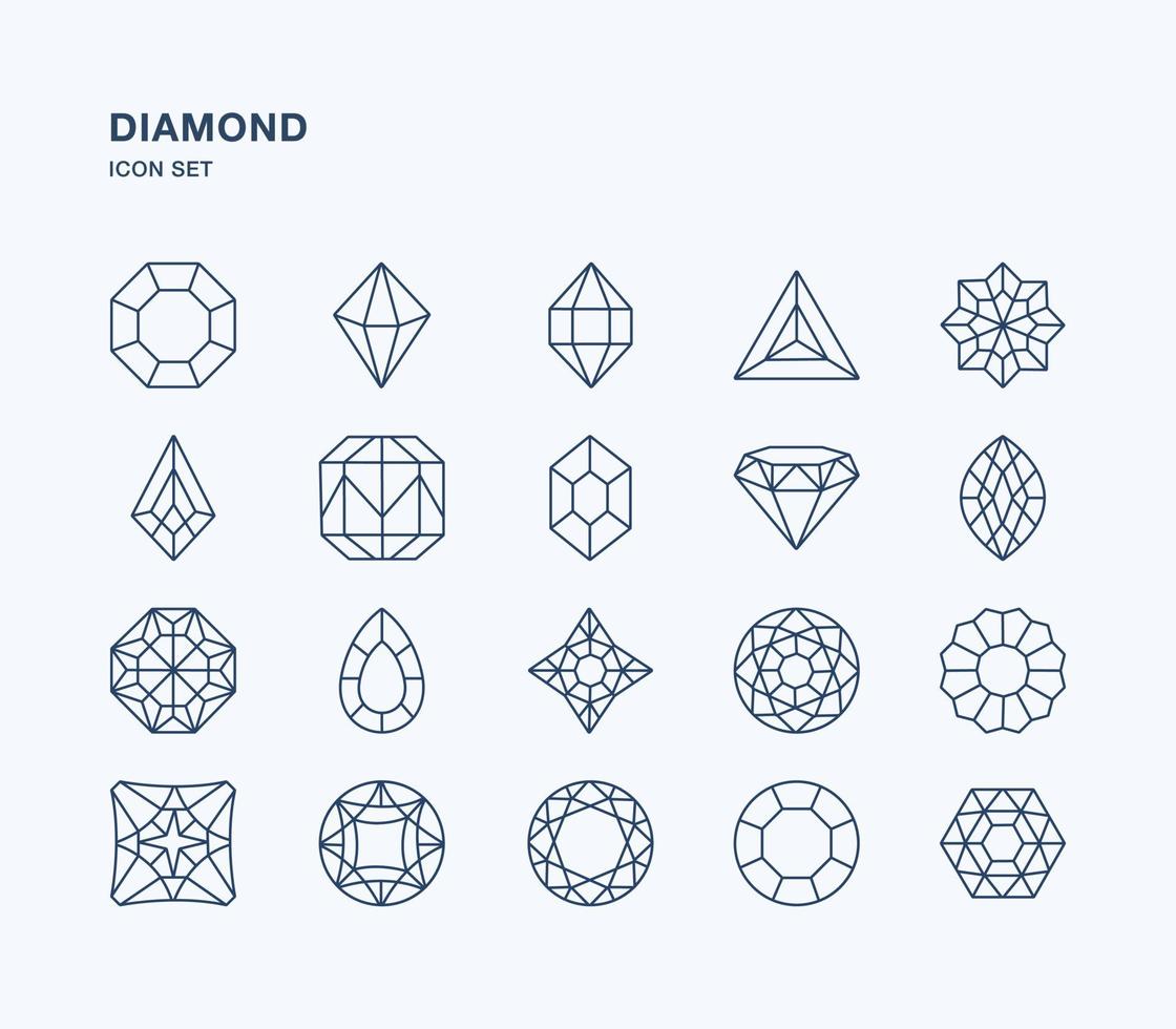 Diamonds and gems icon set vector