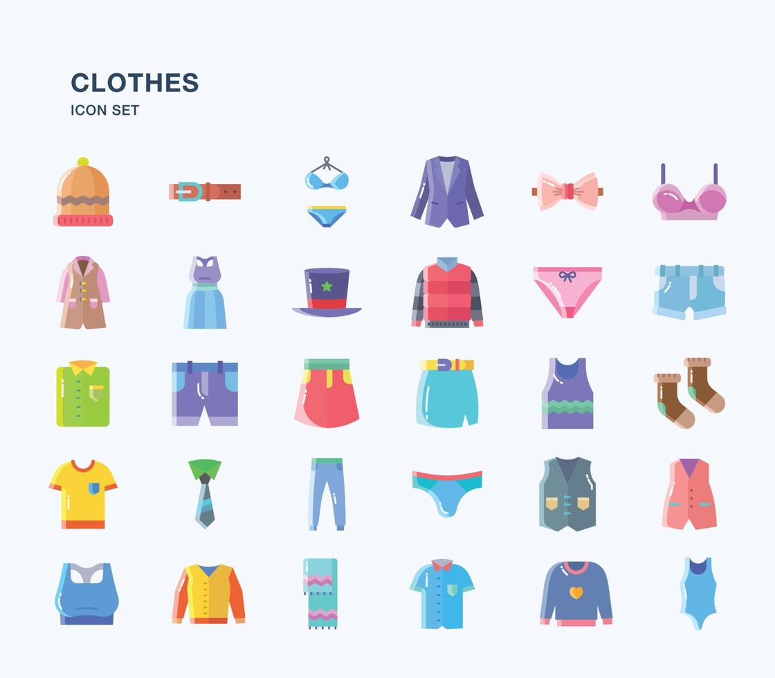 Clothes and dress icon set vector