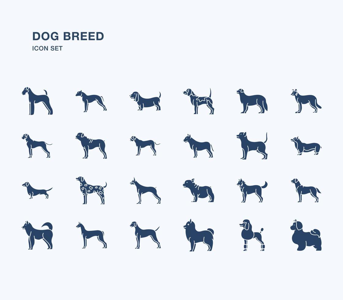 conjunto de iconos de razas de perros vector