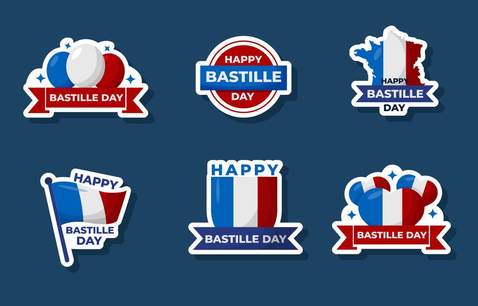 Bastille Day Sticker Set Collection vector