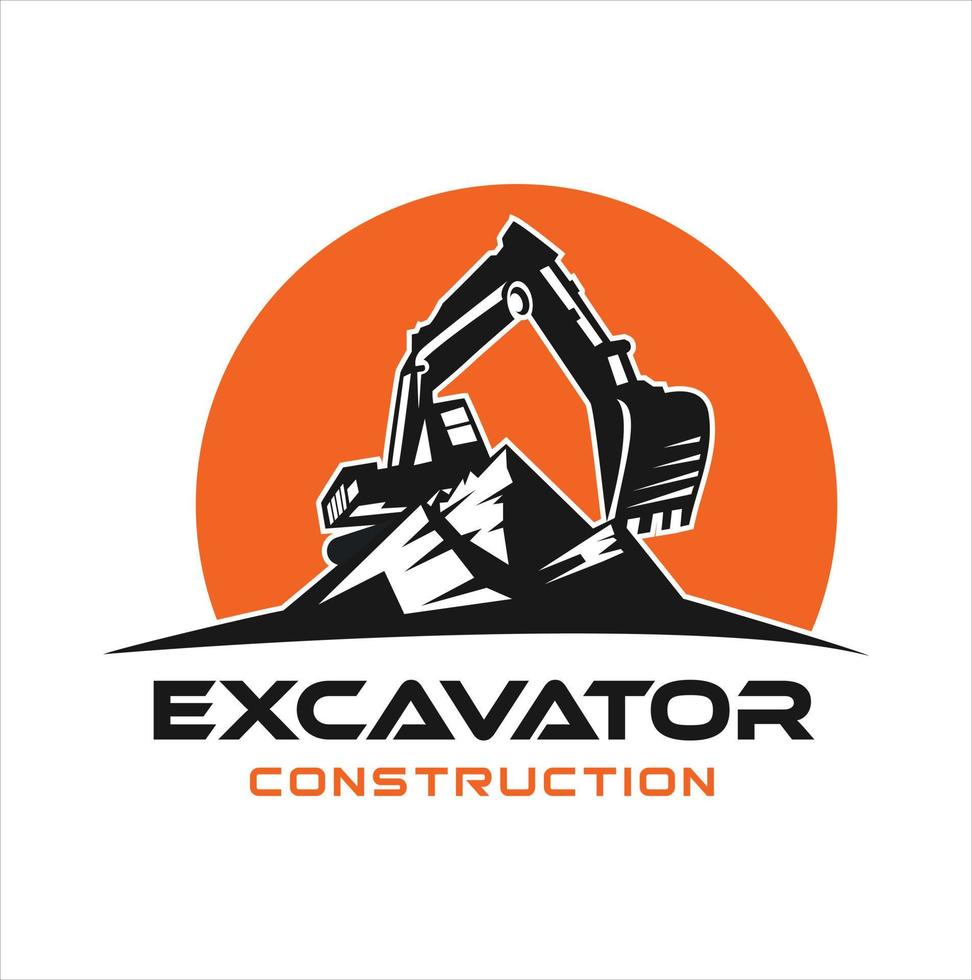 logotipo de excavadora con estilo de emblema vector