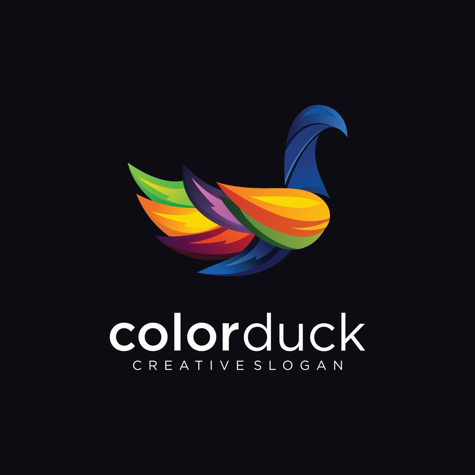 ilustración de logotipo de pájaro moderno colorido degradado de pato vector