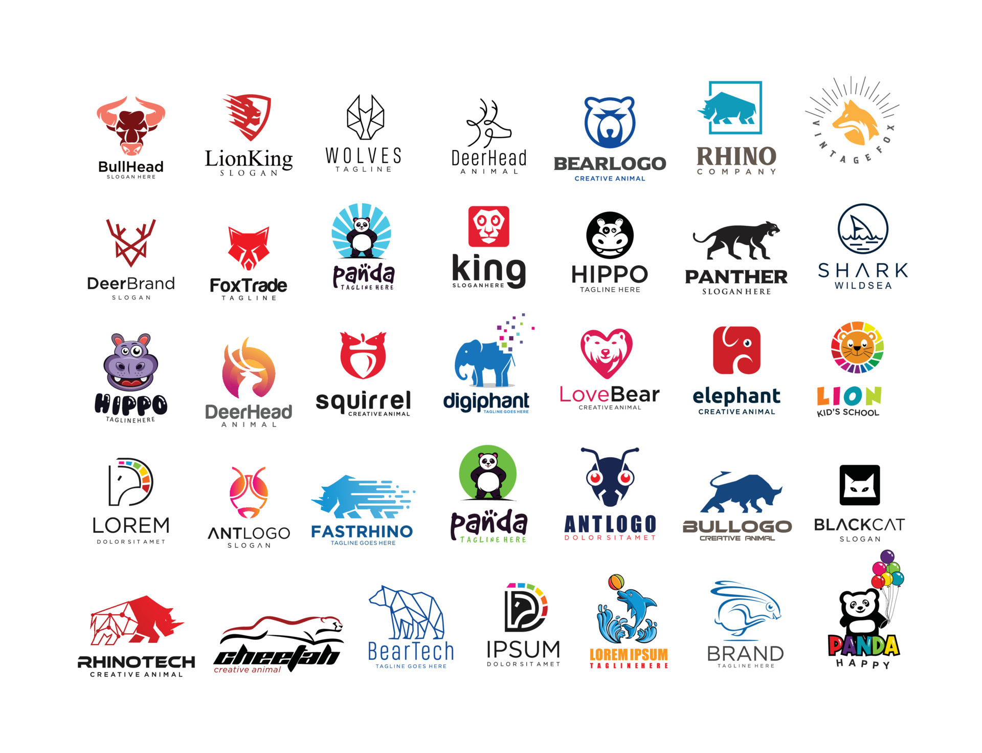 Big Set Animal Logo Creative Simple Modern Vector 9732515 Vector Art At big-set-animal-logo-creative-simple-modern-vector-9732515-vector-art-at