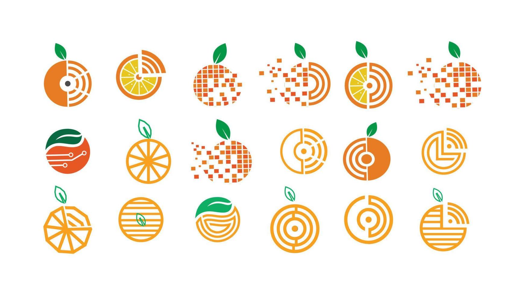 Set Of Orange tech Logo symbol vector design digital