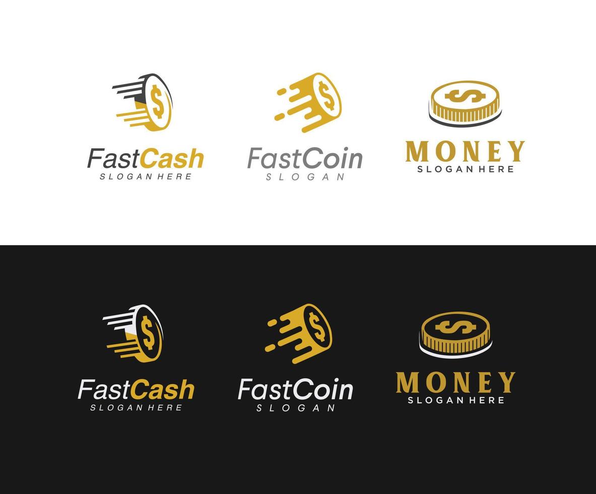 Set of Fast coin logo designs concept vector digital money cash