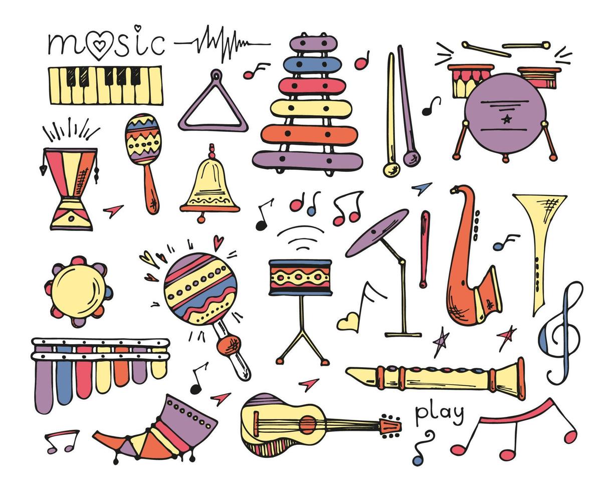 Abstract background music, with tape recorder, silhouette in circle shape. Vector doodle seanless pattern musical instruments. hand drawn illustration