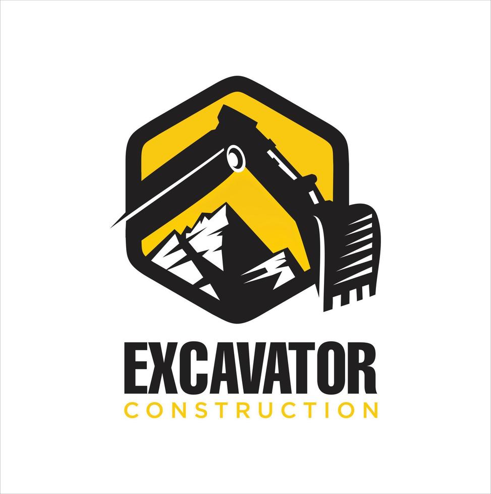 Excavator logo design illustration for construction company vector