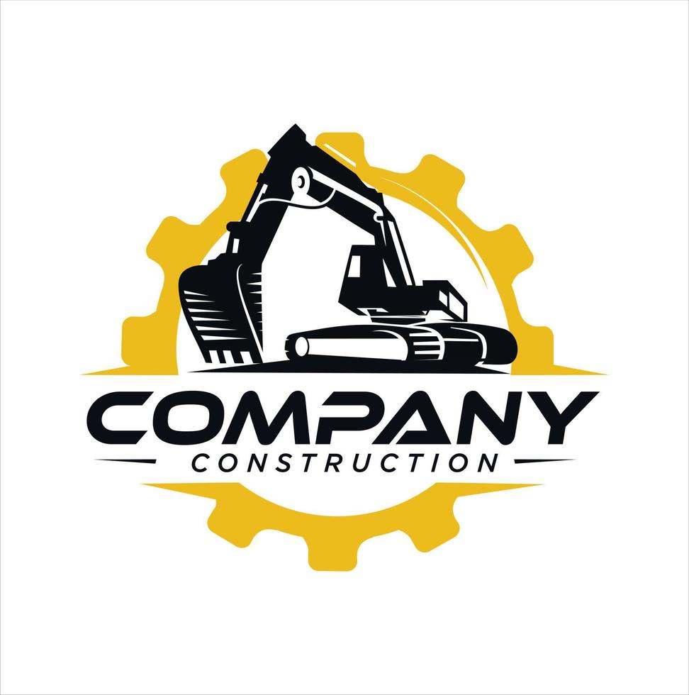 Excavator logo with emblem style vector