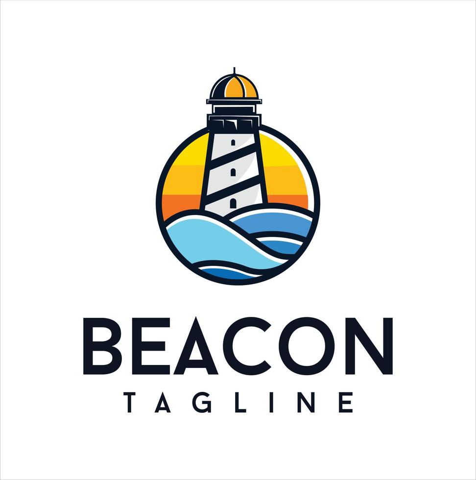 beacon logo building coast tower vector template illustration