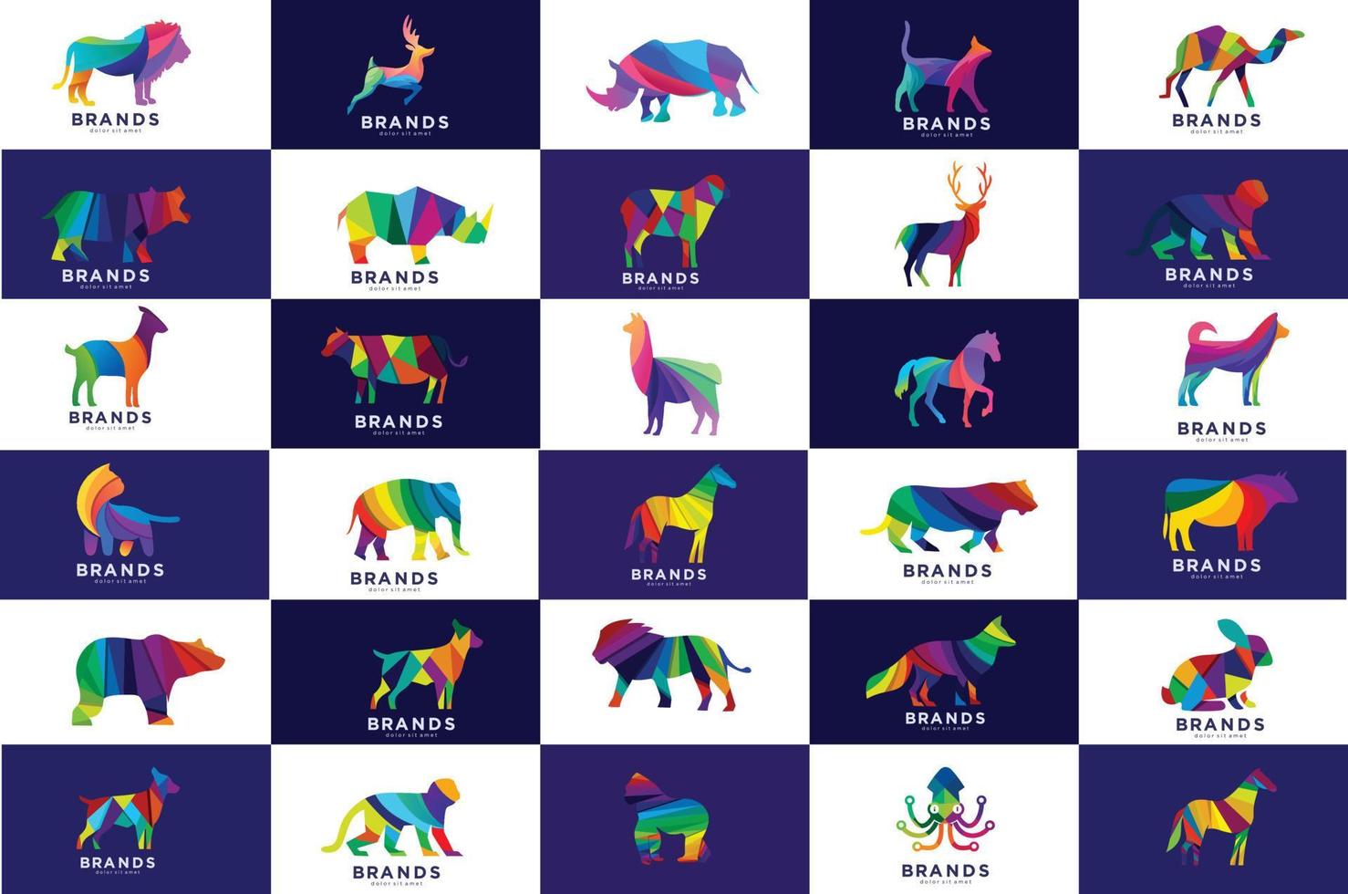 Set gradient animal logo template shape stock vector