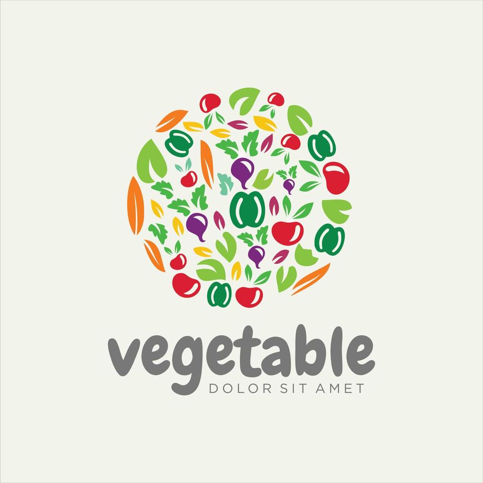 ilustración de tienda de comida saludable de logotipo vegetal vector