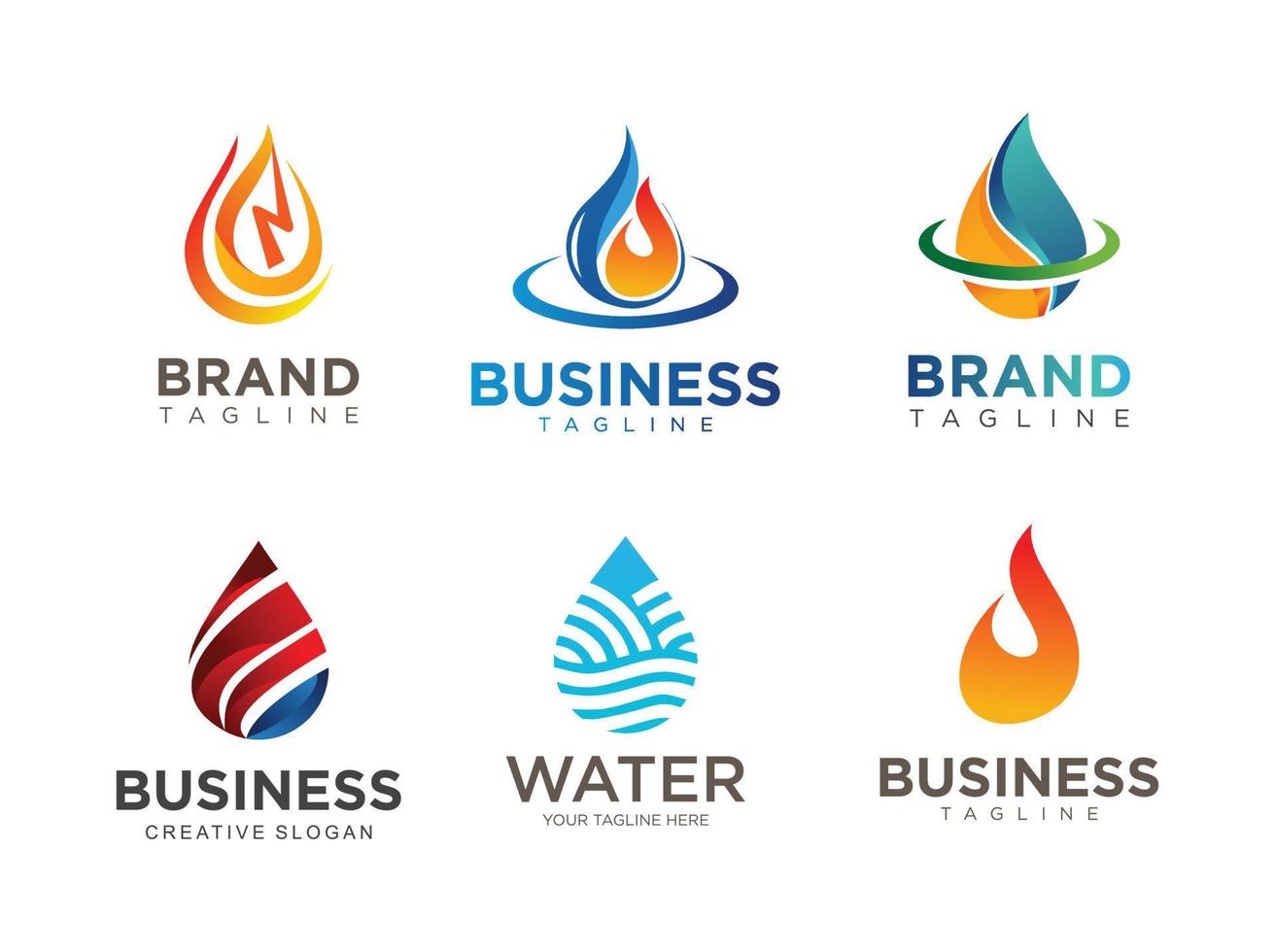 Set of abstract water drops symbols logo Vector industrial