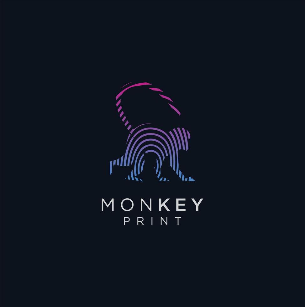 Modern Monkey Finger Print Logo design vector character