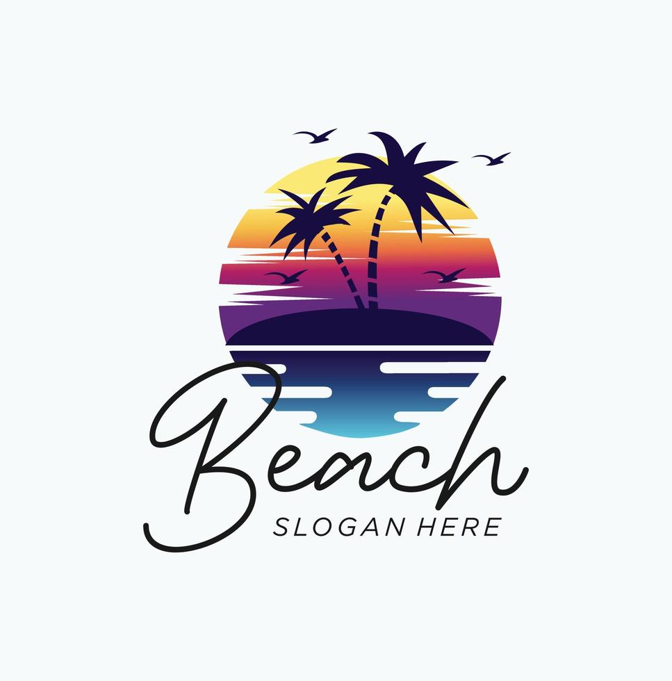 Summer Beach logo design Vector template illustration 9732763 Vector