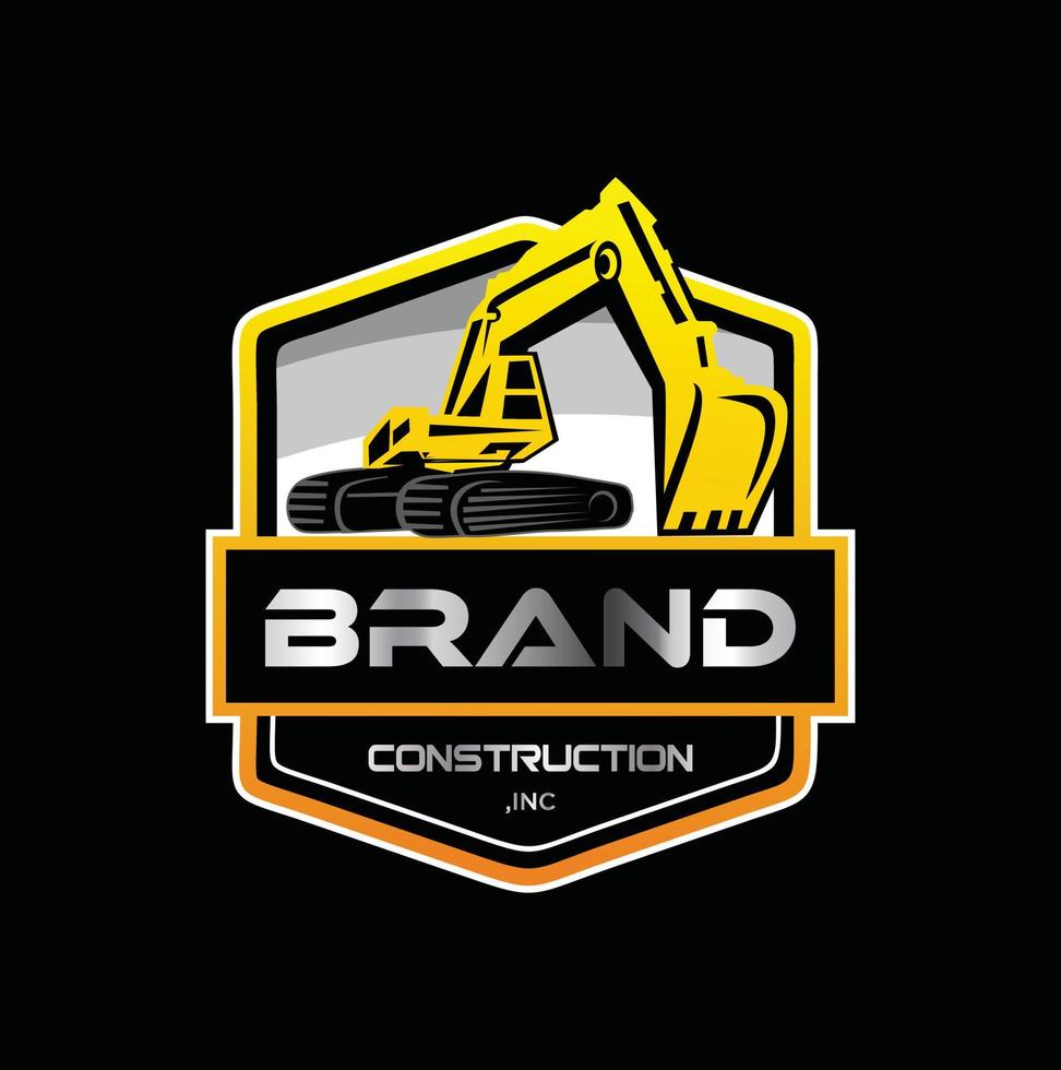 Excavator and Backhoe logo design illustration for construction company vector