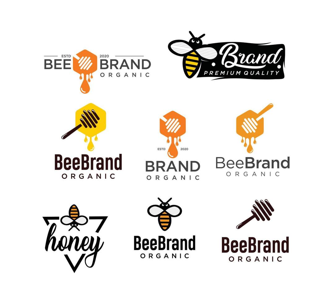 Set Of honey Logo Design Template Nature Organic vector