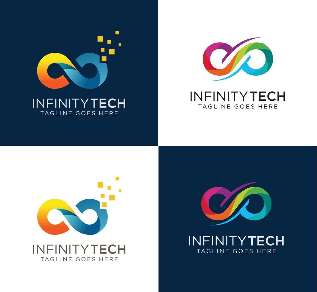 set of Infinity Logo limitless with color gradient Design Vector Stock Limitless