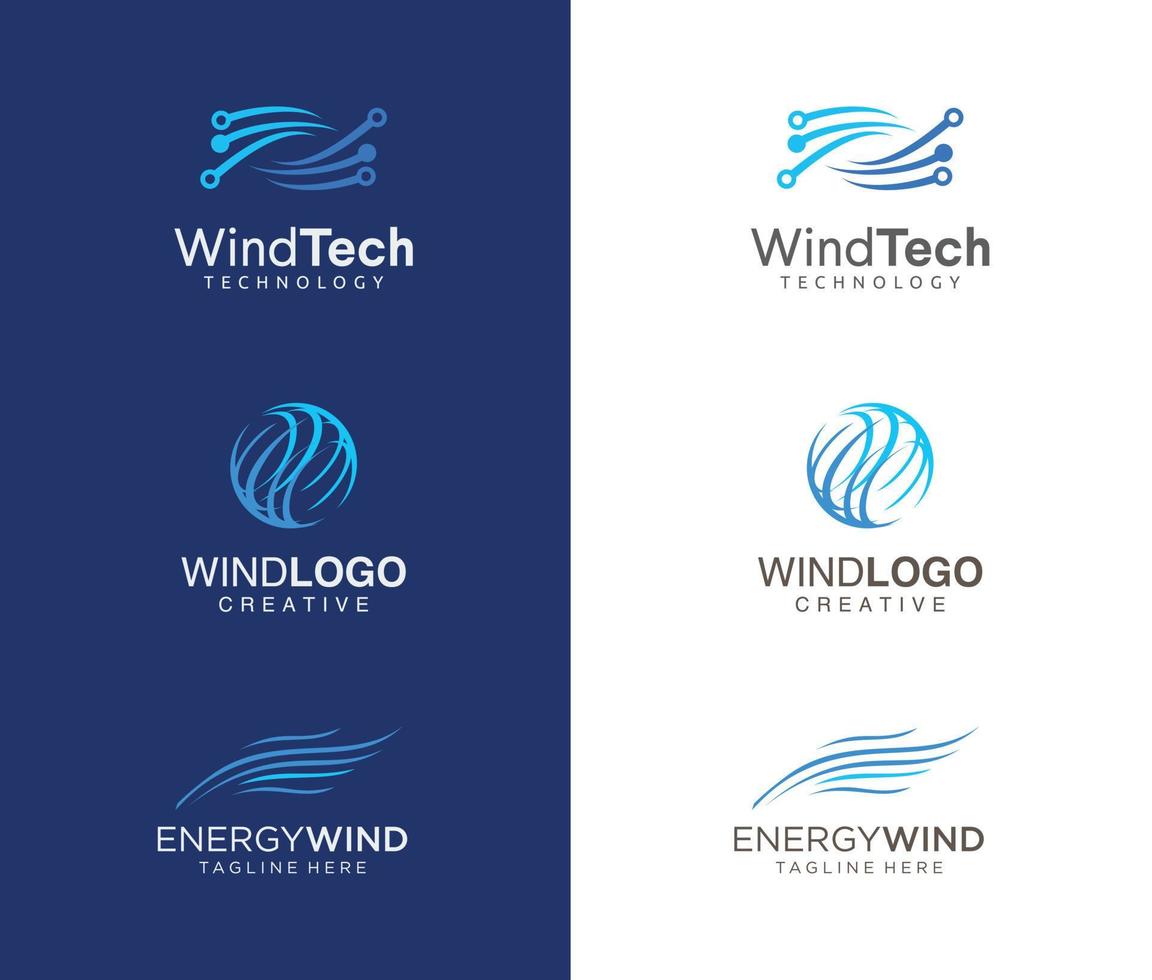 conjunto de logotipo de viento para el diseño de negocios ilustración vectorial de stock vector