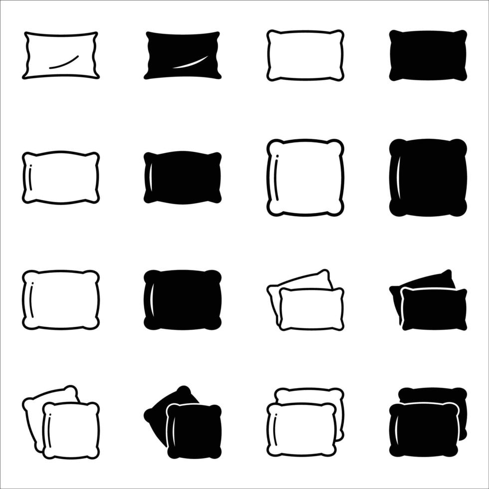plantilla de diseño de conjunto de vectores de iconos de almohada
