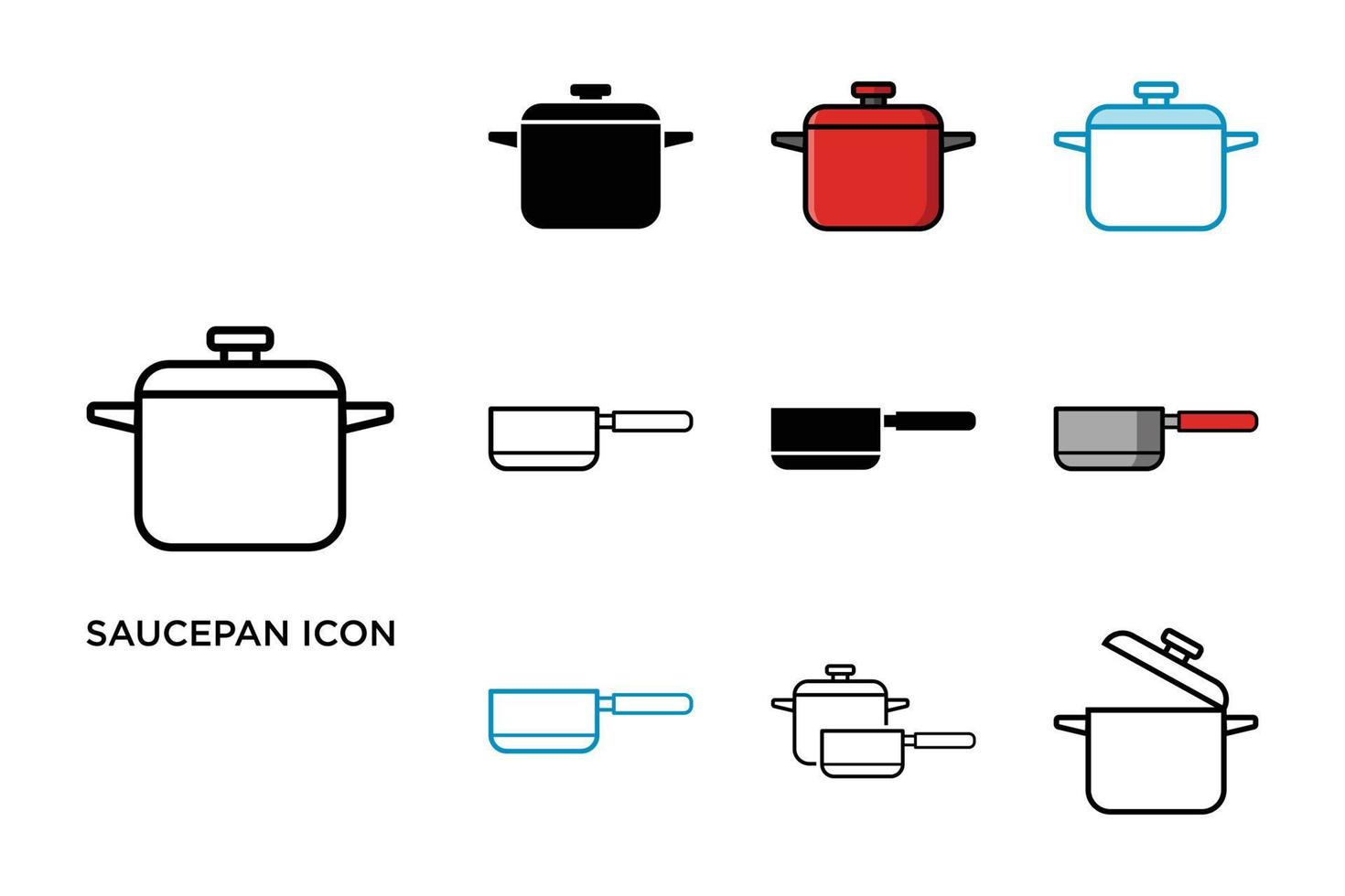 saucepan icon vector set design template