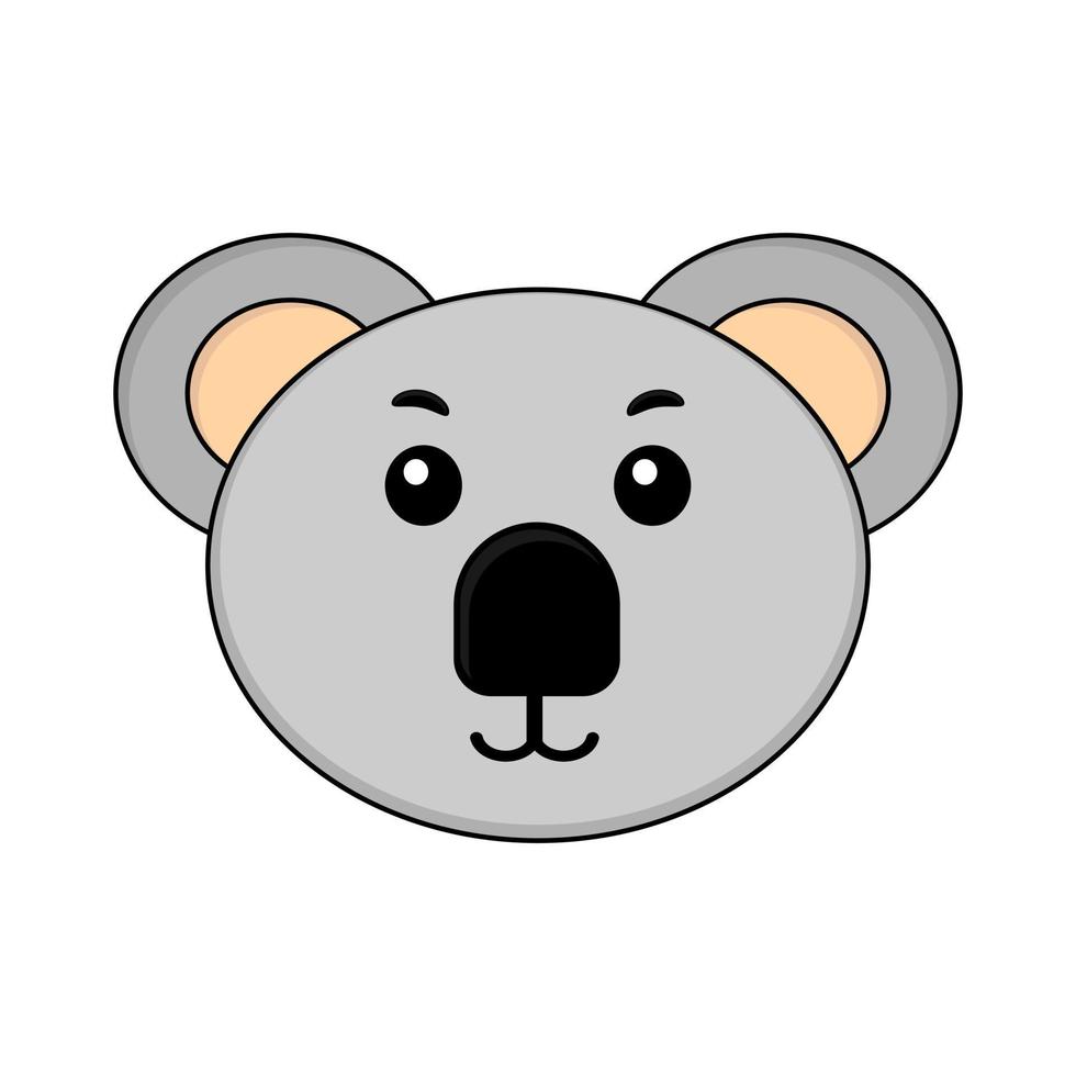 ilustración de un lindo personaje de dibujos animados de cara de koala. vector