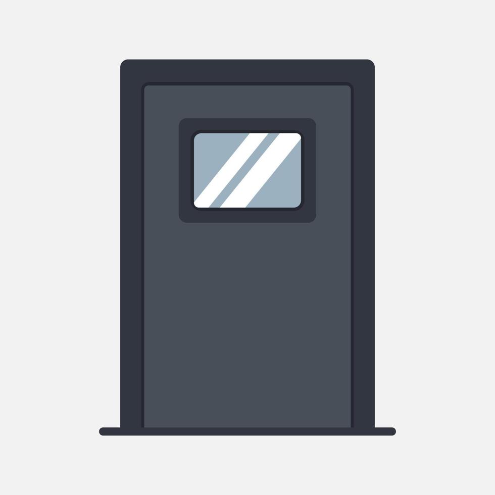 Iron Door with Glass Cartoon. Illustration vector graphic.