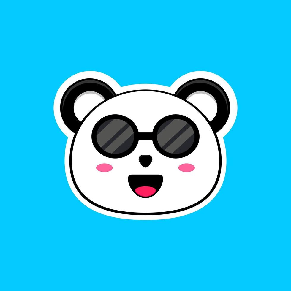 ilustración de un lindo personaje de dibujos animados de cara de panda con gafas de sol. adecuado para el diseño de camisetas para niños. vector