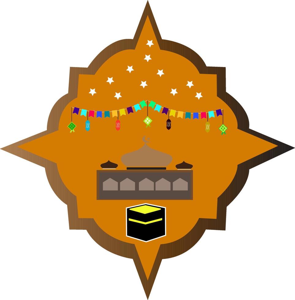 Eid al-Adha with Kaaba and stars.ForEid Al Adha islamic festival event. vector