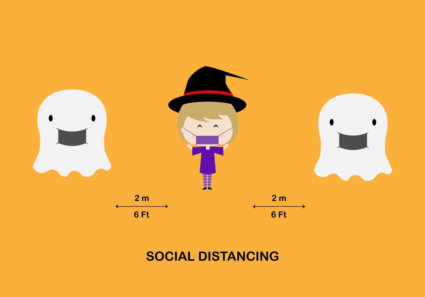 conceptos de distanciamiento social y feliz halloween vector