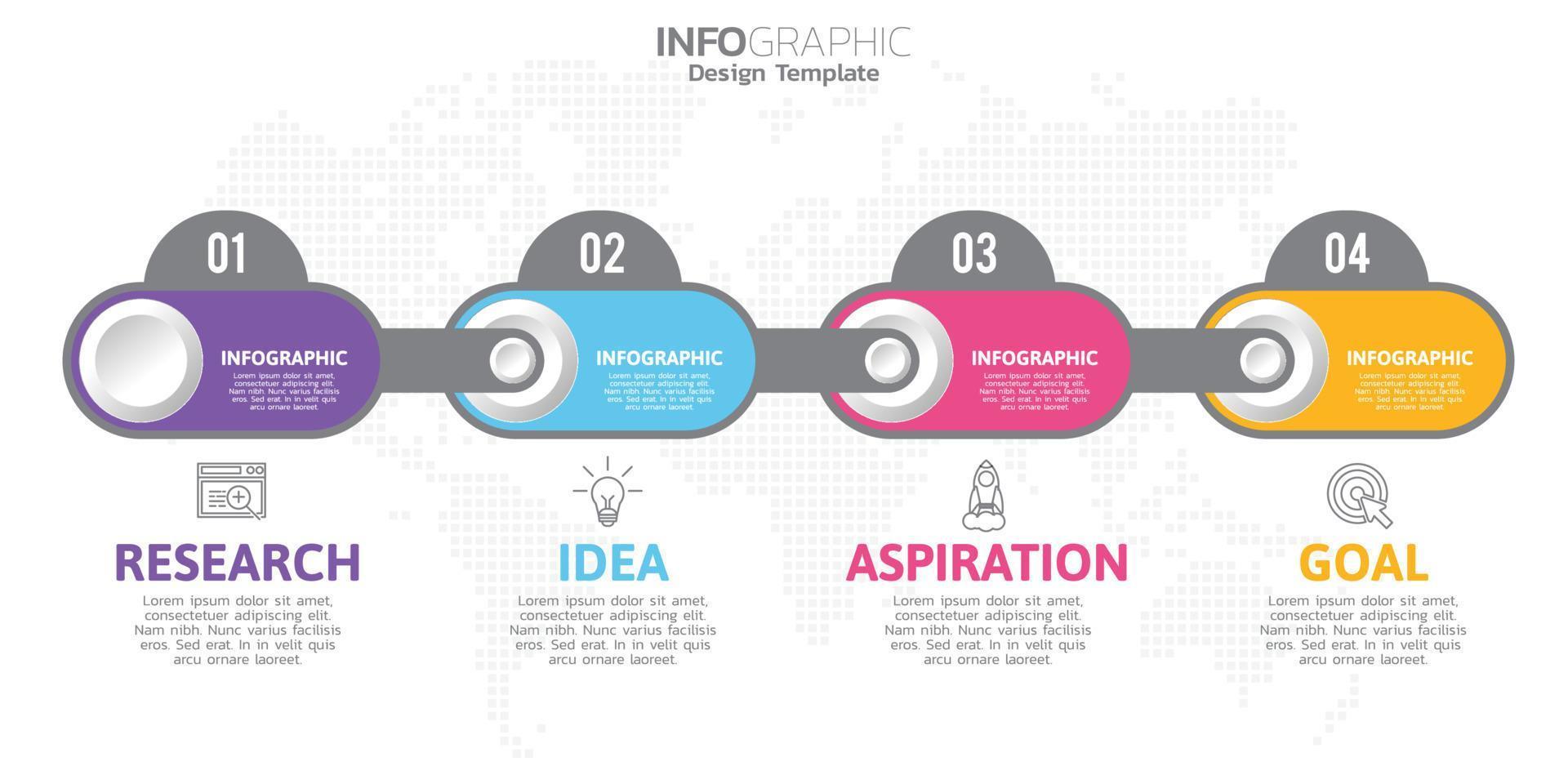 elementos infográficos de 4 pasos para contenido, diagrama, diagrama de flujo, pasos, partes, línea de tiempo, flujo de trabajo, gráfico. vector