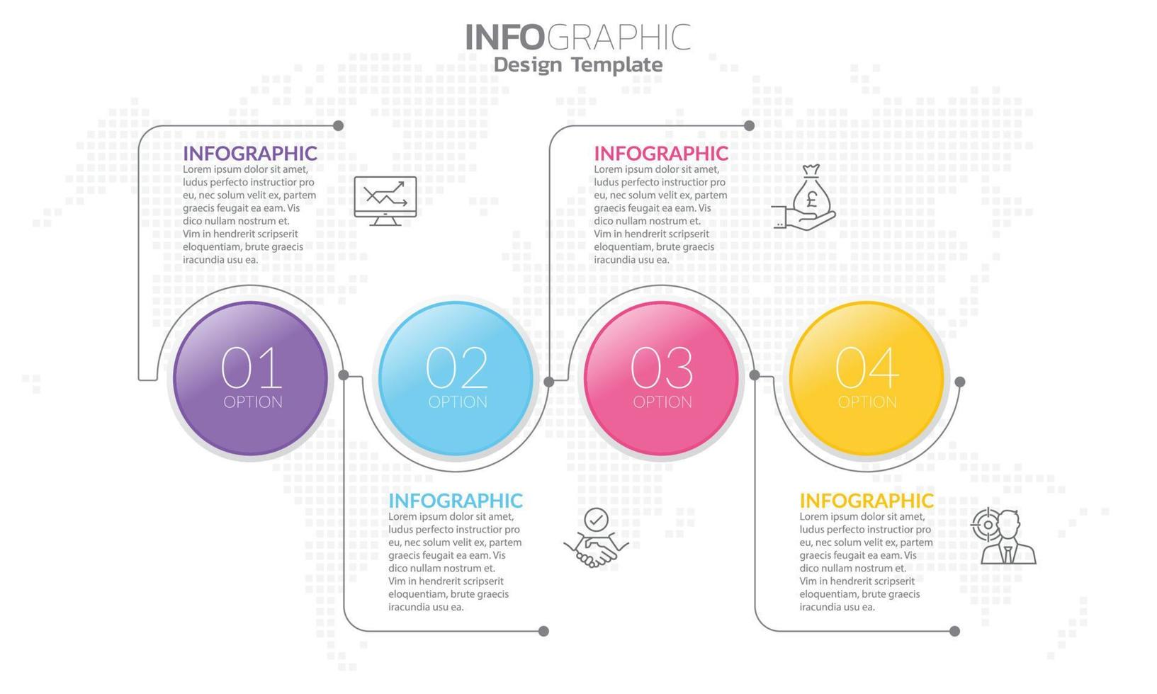 elementos infográficos de 4 pasos para contenido, diagrama, diagrama de flujo, pasos, partes, línea de tiempo, flujo de trabajo, gráfico. vector