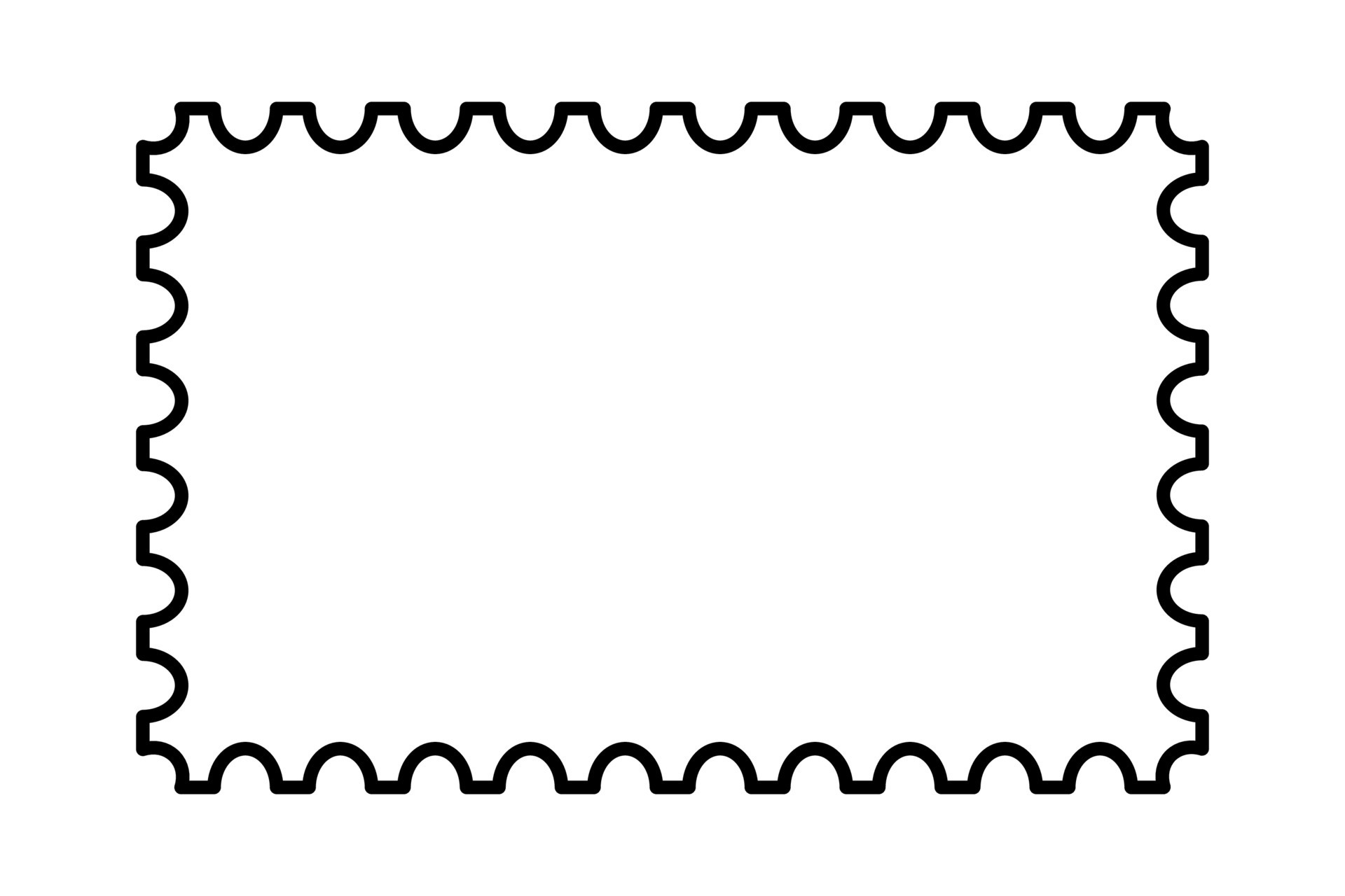 Postage stamp frame. Empty border template for postcards and letters