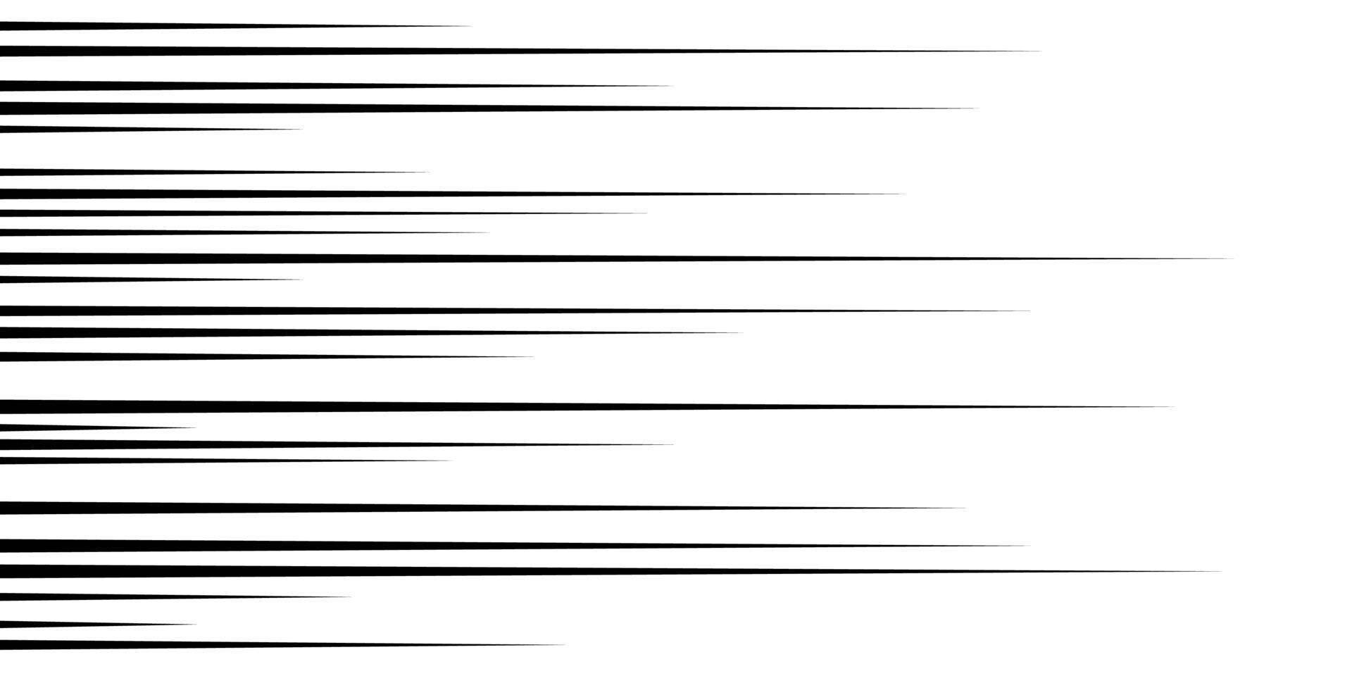 Horizontal speed lines for comic books. Manga, anime graphic speed striped texture. Horizontal fast motion lines for comic books. Vector illustration isolated on white background