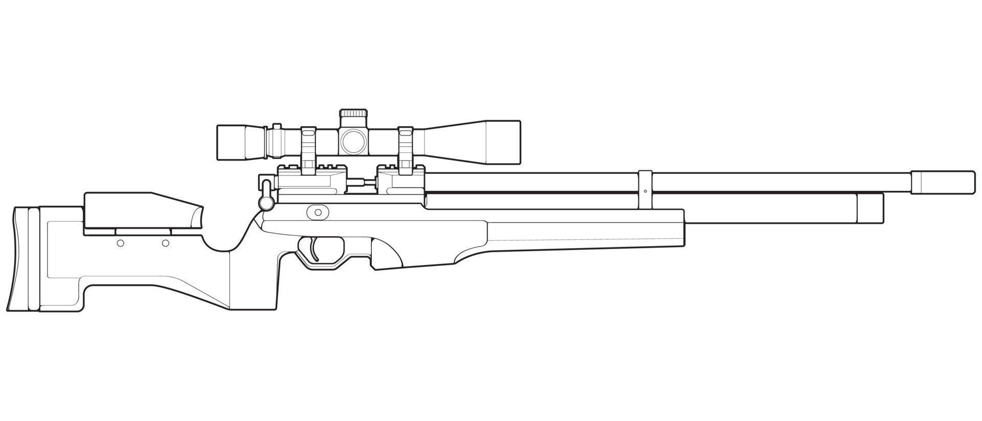 estilo de arte de línea de armas de fuego, arma de fuego, ilustración de arma, línea vectorial, ilustración de arma, arma moderna, concepto militar, arte de línea de pistola para entrenamiento vector