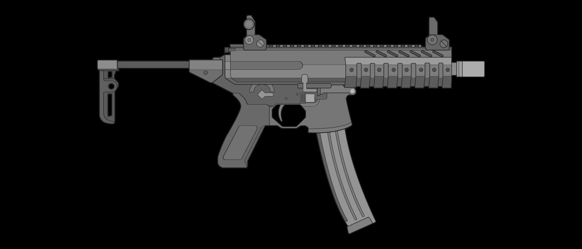 estilo vectorial de armas de fuego, arma de fuego, ilustración de armas, línea vectorial, ilustración de armas, arma moderna, concepto militar, pistola para entrenamiento vector