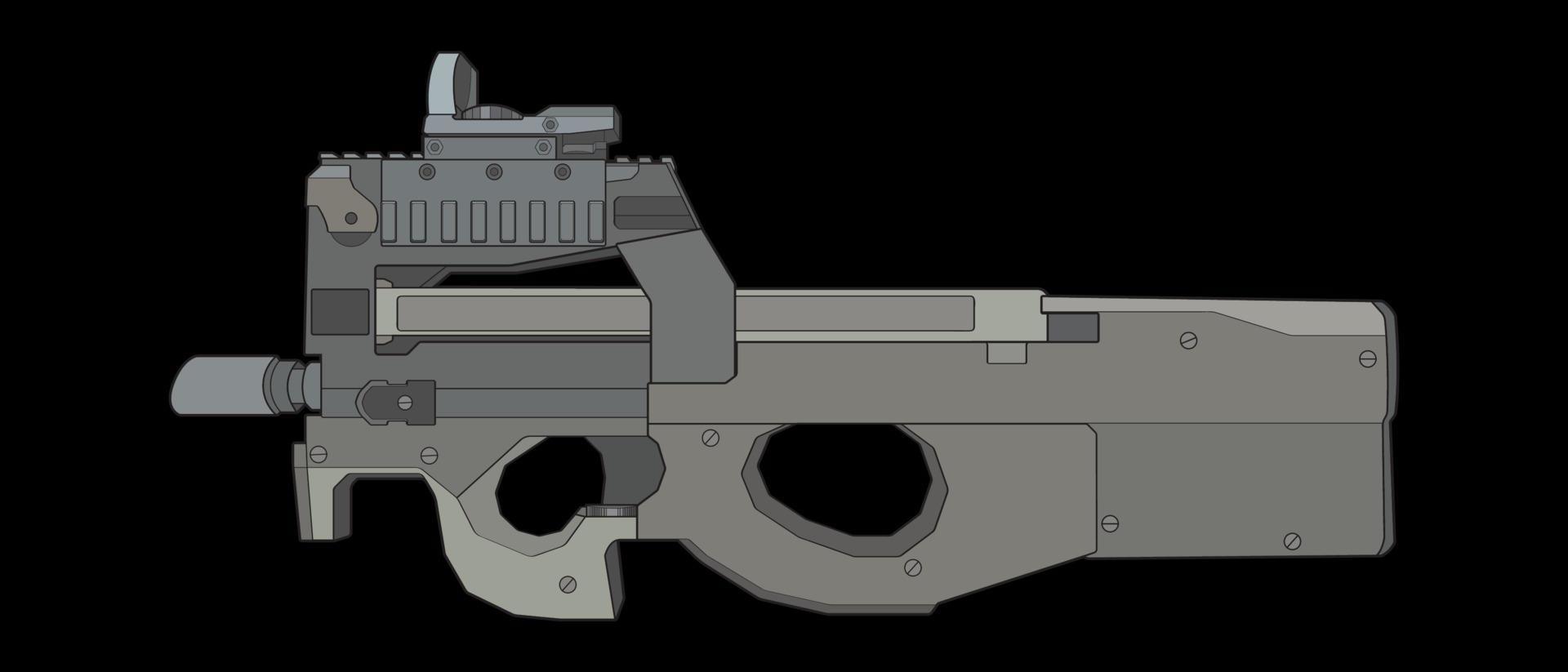 estilo vectorial de armas de fuego, arma de fuego, ilustración de armas, línea vectorial, ilustración de armas, arma moderna, concepto militar, pistola para entrenamiento vector