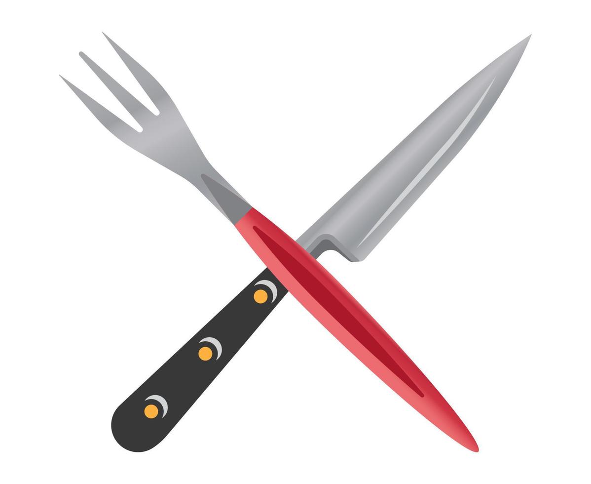 Flat vector color icon a kitchen knife and fork for apps or websites
