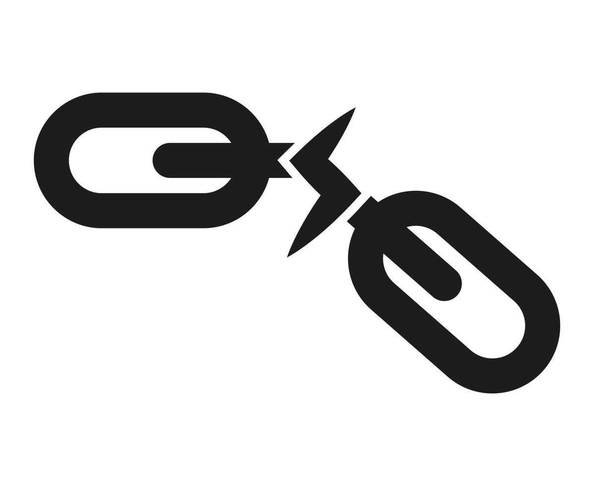 Broken link or chain break line art icon for apps and websites. vector