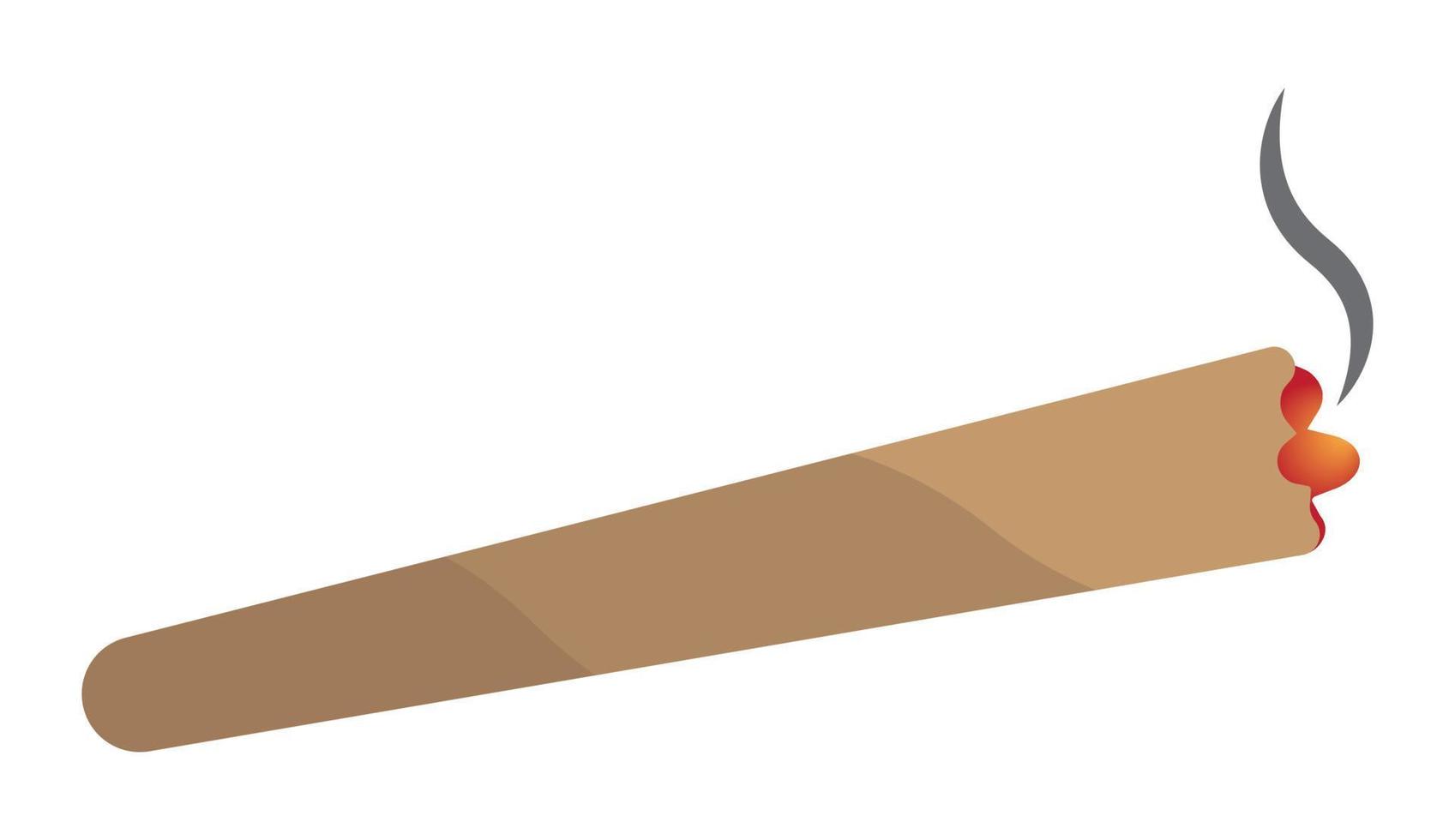 Smoking a marijuana joints or cannabis spliff cigarette flat vector color icon.