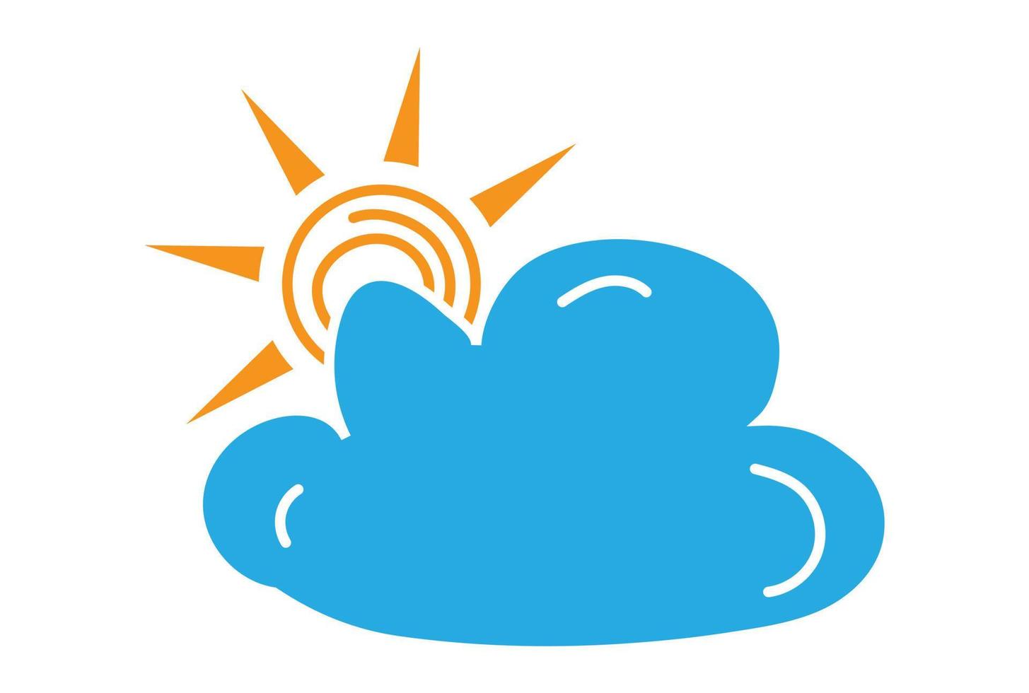Clouds partly blocking the sun . Flat color icon for apps or website vector