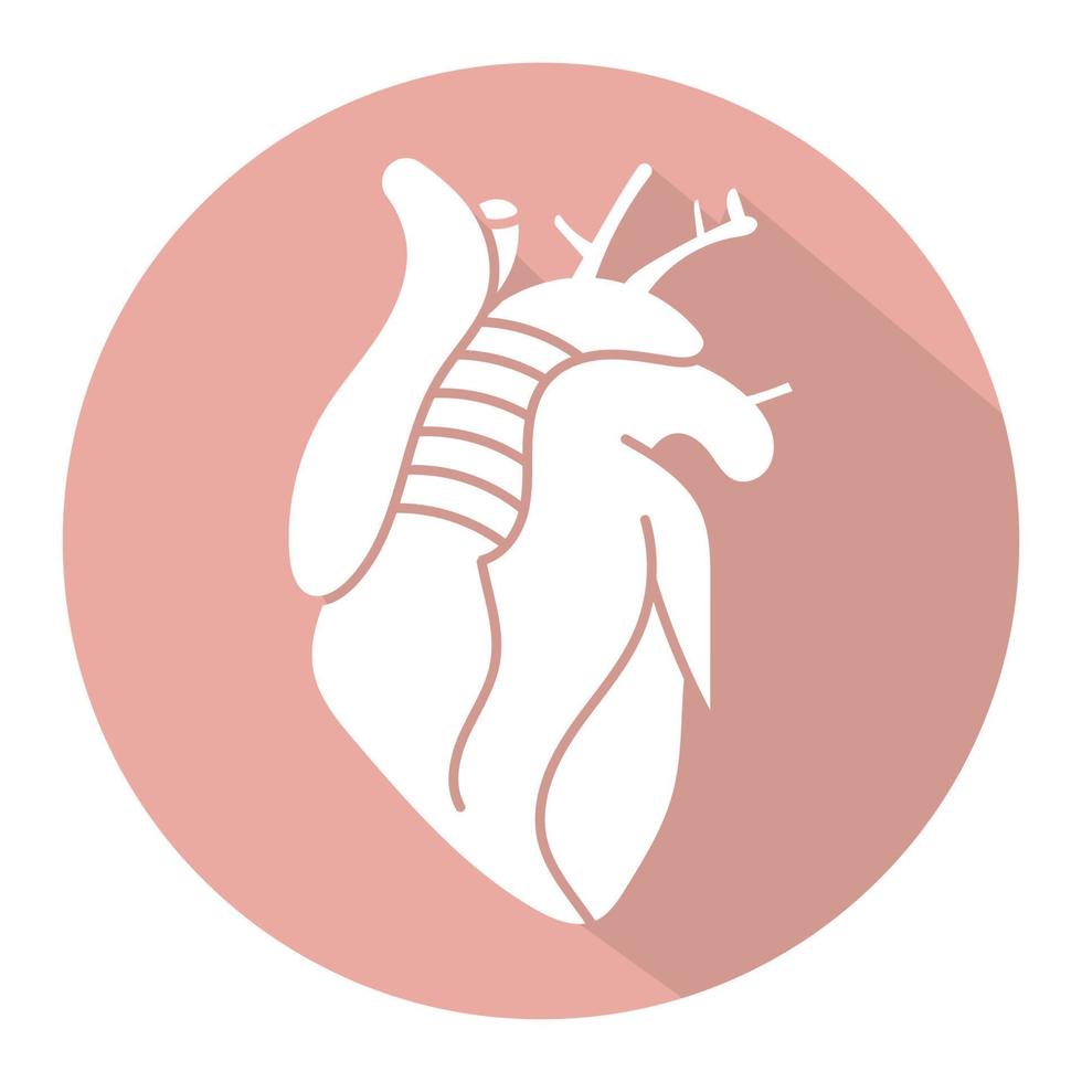 Human heart internal organs vector icon on a round red background for apps or website