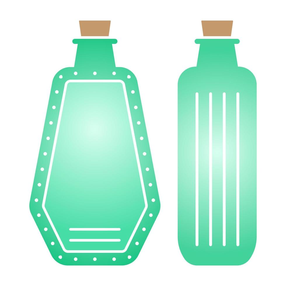Flat vector color icon a antique glass bottle with cork stopper for apps or websites