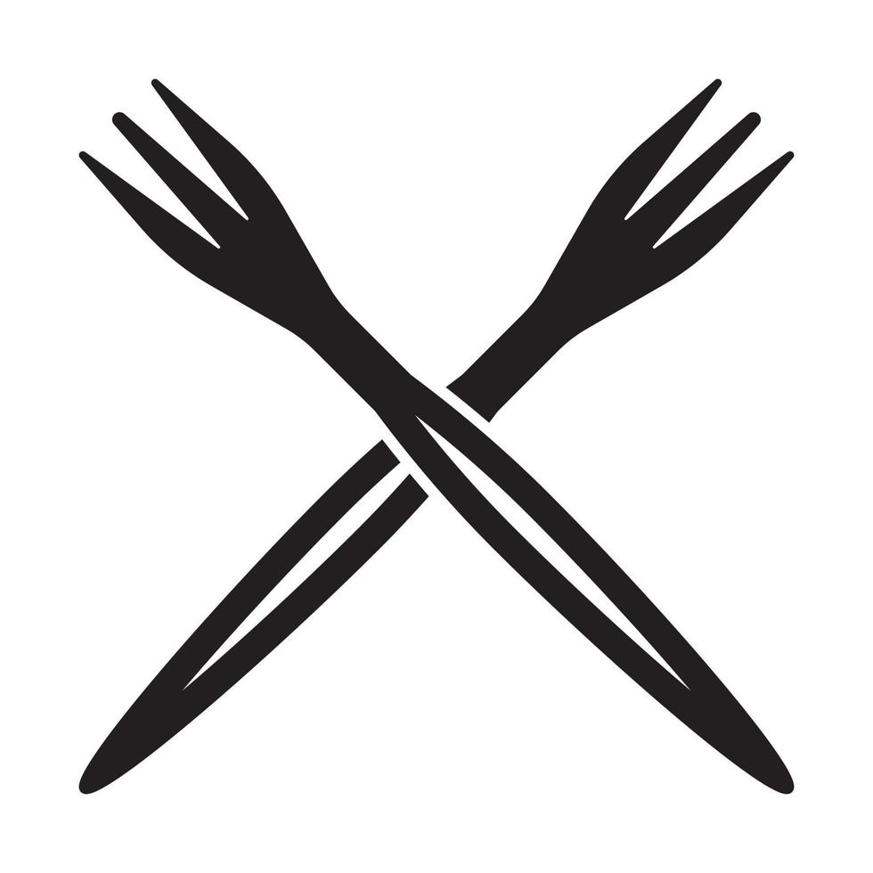 Crossed fork flat vector icon for apps and websites